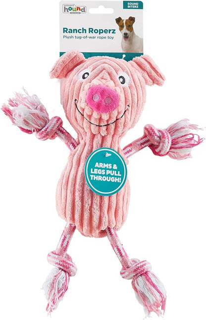 Charming Pet Ranch Roperz Pig Plush Squeaky Dog Toy