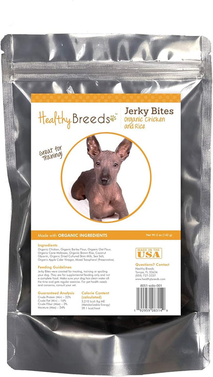 Healthy Breeds Xoloitzcuintli Jerky Bites Chicken & Rice Recipe Dog Treats 5 oz