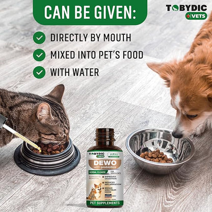 Broad Spectrum Herbal Medicine with Probiotic for Cats & Dogs - Treatment Helps to Remove Tapeworm, Whipworm, Roundworm, and Hookworm - Medication & Supplement Drops - Made in USA