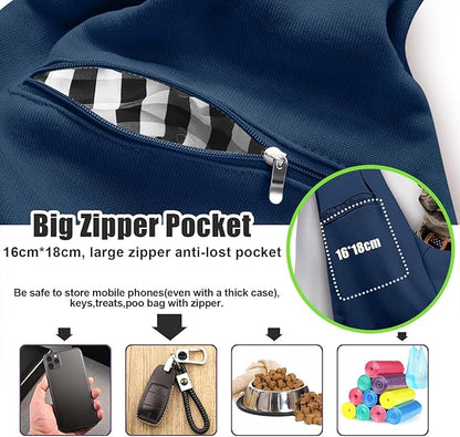 Tomkas Dog Sling Carrier for Small Dogs Puppy (Dark Blue, Adjustable Strap & Zipper Pocket)
