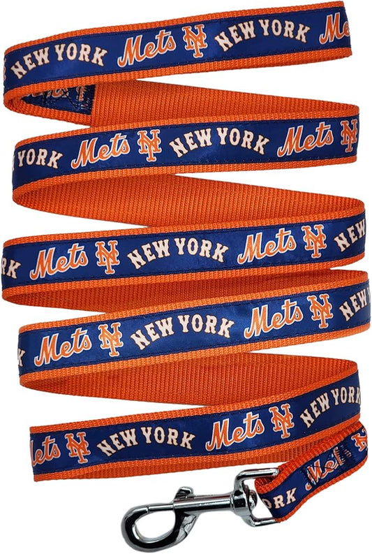 MLB PET Leash, Medium, New York Mets Dog Leash, Baseball Team Leash for Dogs & Cats. A Shiny & Colorful Dog & Cat Leash with Emboridered Team Name/Logo Licensed by the MLB