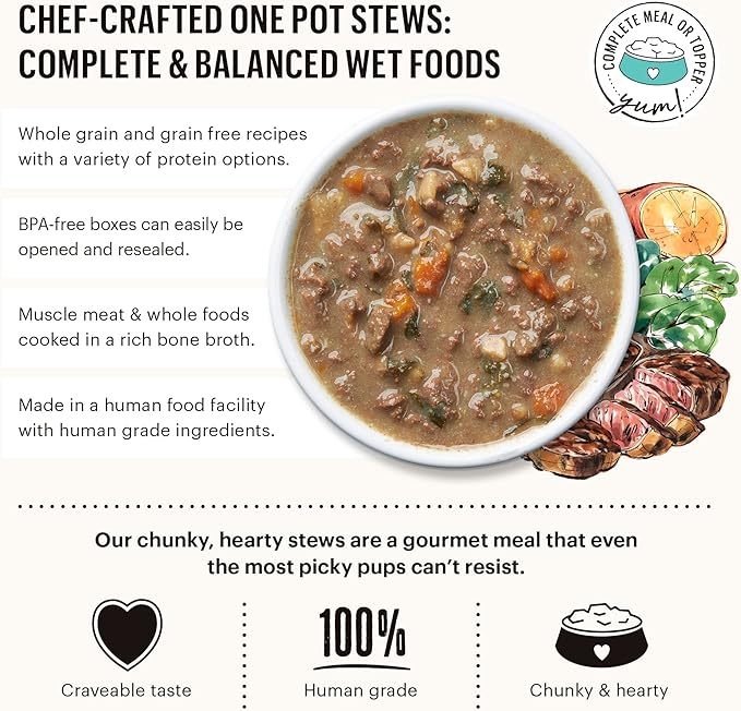 The Honest Kitchen One Pot Stews: Simmered Salmon & Chicken Stew with Brown Rice & Broccoli Wet Dog Food, 10.5 oz x6