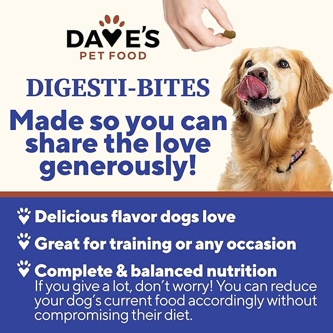 Dave’s Pet Food Digesti-Bites Easy to Digest Freeze Dried Beef and Beef Liver Dog Treats with Pumpkin Fiber & Probiotics, Complete & Balanced Nutritious, Freeze Dried Dog Food Topper, USA Made (12 oz)