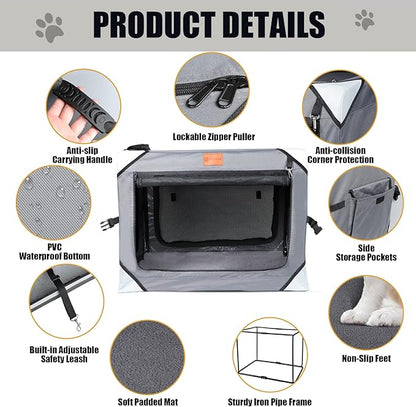 Collapsible Large Dog Crate, Portable Dog Crates for Large Dogs, Foldable Dog Travel Crate Soft Sided, 36 x 25 Inch Soft Large Dog Cage Kennel Indoor Outdoor, Ventilated