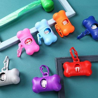 Zhehao 50 Pcs Dog Poop Trash Bag Holder Dispenser Dog Poop Waste Bag Holder Plastic Dog Waste Bag for Leash with Hook and Leak Proof PET Waste Bags for Walking Hiking Camping (Bone)