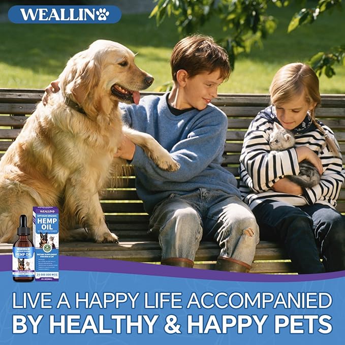 Hemp Oil for Dogs and Cats, rich in Omega 3, 6, 9 and Organic Extract Helps Pets with Anxiety, Pain, Skin and Coat Health, Stress, Hip and Joint Support, Pet's Calming Treat (1 Pack)