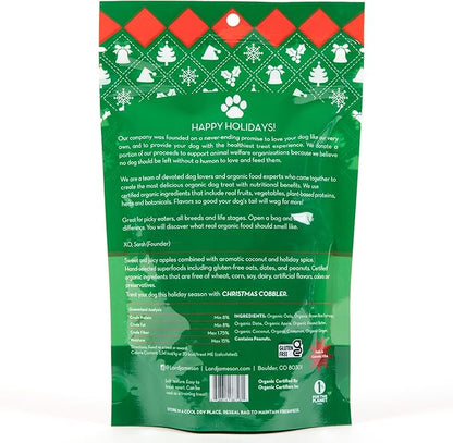 Christmas Cobbler 6 oz - Dog Patisserie Treats, Holiday Collection, Organic, Soft & Chewy No-Bake Superfood Bites, Preservative Free
