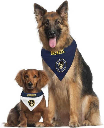 Pets First BRW-3217-S-M MLB Milwaukee Brewers Reversible Pet Bandana, Small/Medium, MLB Team Color