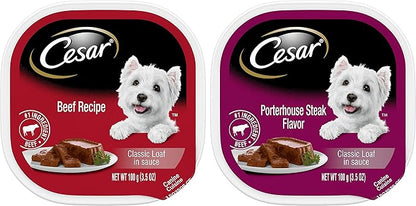 Cesar Soft Wet Dog Food Classic Bundle with 08 Flavors(1 Unit Each Flavor) . Total Units .Bundle a 1 roll Green Bone Waste Bag., 3.5 Ounce (Pack of 8)