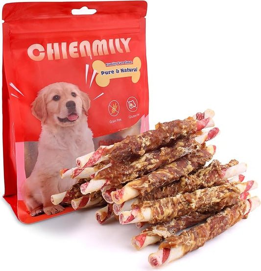 Dog Treats, Chicken Wrapped Rawhide Sticks for Dogs, Grain-Free Natural Small Dogs Training Treats, Pet Chew Snacks,11.6 oz