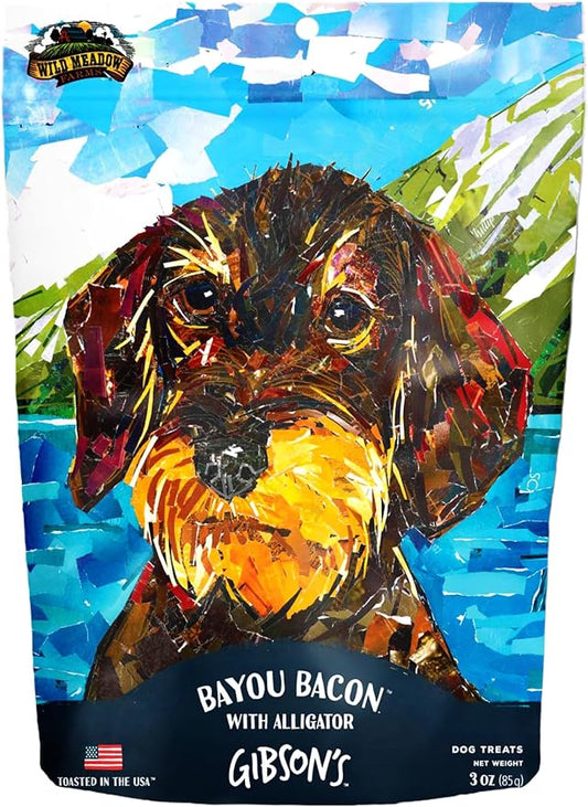 Wild Meadow Farms - Gibson's Bayou Bacon with Alligator, Soft Jerky Dog Treats, Crafted with Real Meat, Aromatic, and Grain-Free for Training and Rewarding Dogs of All Breeds & Ages - 3 Ounce Pouch