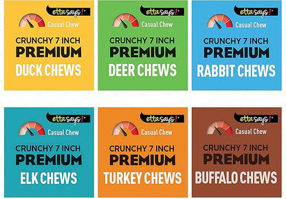ETTA SAYS! Premium Crunchy Dog Chews Variety Pack of 24 – Made from USA Sourced Rawhide, Grain-Free, Easy to Digest, Low Odor, Won’t Stain Carpet