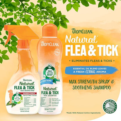 Natural Flea & Tick Soothing Shampoo & Bedding Spray Bundle | Flea & Tick Prevention | Dog Shampoo | Flea & Tick Treatment Protects & Repels | Made in The USA
