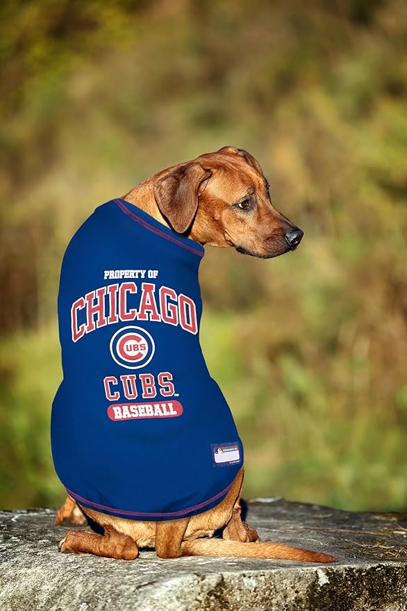 MLB Chicago Cubs Dog T-Shirt, Small. - Licensed Shirt for Pets Team Colored with Team Logos. - Premium Stretchable Materials for The Comfort of Your Dog & cat.