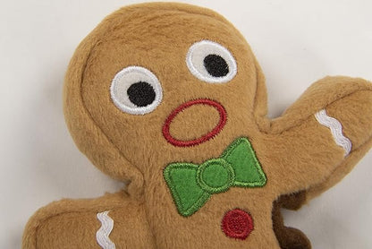goDog Christmas Gingerbread Man Squeaky Plush Dog Toy, Chew Guard Technology - Brown, Small
