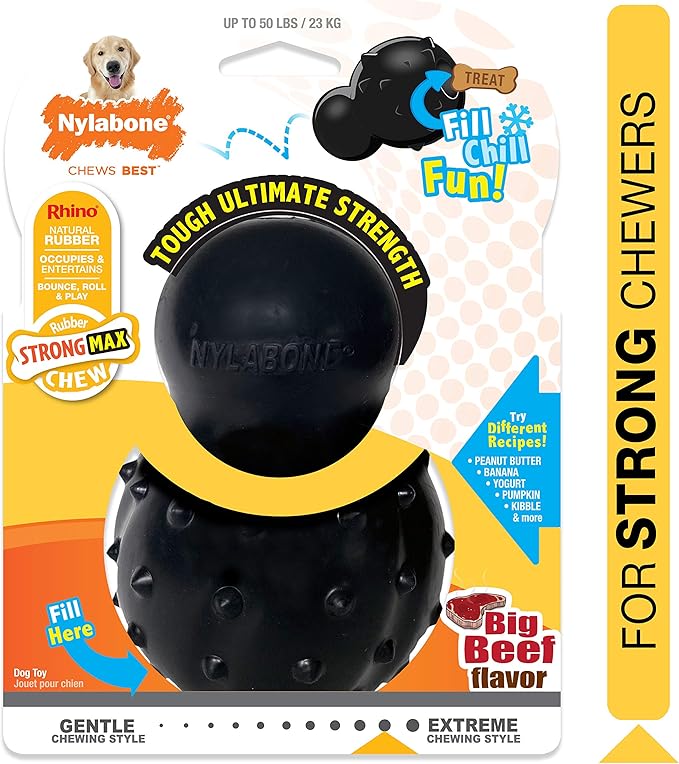 Nylabone Strong Max Chew Cone Stuffable Chew Toy for Dogs, Beef Flavored Fillable Treat Toy, Large/Giant - Up to 50 lbs. (1 Count)