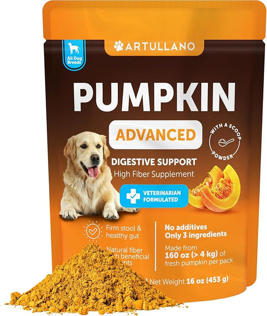 Pumpkin for Dogs - Pumpkin Powder for Dogs Digestive Support - Natural Fiber for Dogs - Healthy Stool - Mix with Water to Create Delicious Pumpkin Puree - Canned Pumpkin Alternative - 16 OZ