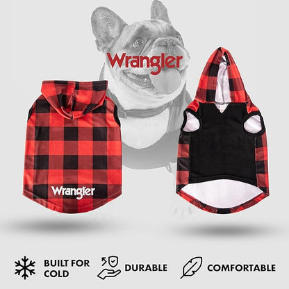 Wrangler Dog Hoodie – Fleece Dog Sweater with Leash Hole, Cold Winter Dog Sweatshirt for Small Medium & Large Size Dogs, Premium Dog Clothes, Fall Dog Sweaters Pullover Hoodie, Cozy Warm Dog Outfit