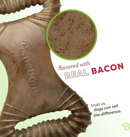 Benebone Dental Durable Dog Chew Toy for Aggressive Chewers, Real Bacon, Made in USA, Large