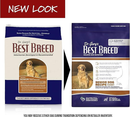 Best Breed Dr. Gary's Senior Dog Diet (Reduced Calorie) Made in USA [Natural Dry Dog Food] - 28lbs., Dark Brown, Medium