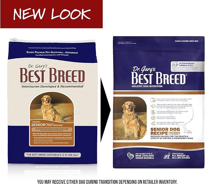 Best Breed Senior Dog Diet (Reduced Calorie) Made in USA [Natural Dry Dog Food] - 4lbs.