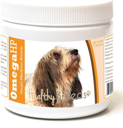 Healthy Breeds Petits Bassets Griffons Vendeen Omega HP Fatty Acid Skin and Coat Support Soft Chews 60 Count