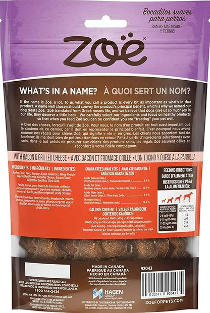Zoe Tender Chunks for Dogs, All Natural Dog Treats, Grain-Free, Cheese and Bacon Recipe, 5.3 oz., 92043