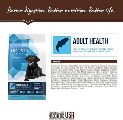 Holistic Select Natural Dry Dog Food, Anchovy & Sardine and Salmon Meal Recipe, 30-Pound Bag