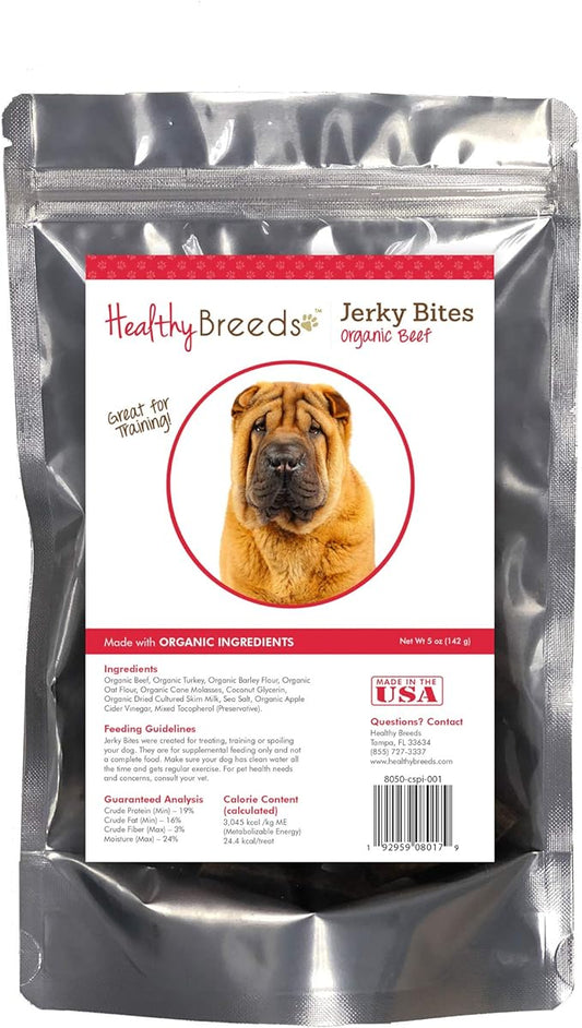 Healthy Breeds Chinese Shar Pei Jerky Bites Beef Recipe Dog Treats 5 oz