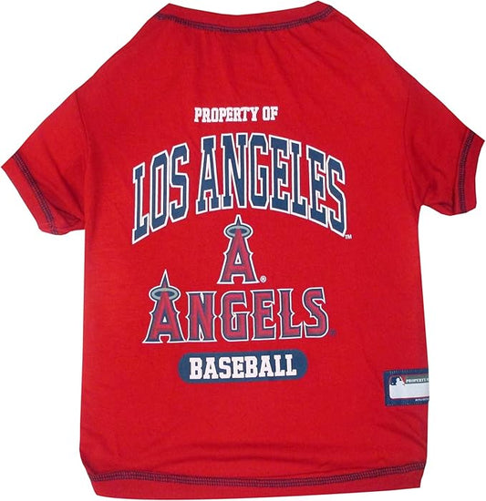 MLB LA ANGELS Dog T-Shirt, X-Large. - Licensed Shirt for Pets Team Colored with Team Logos. - Premium Stretchable Materials for The comfort of your Dog & cat.