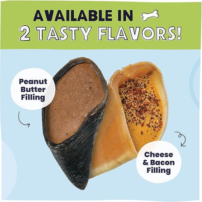 Pawstruck Peanut Butter Filled Cow Hooves for Dogs - Made in The USA Dog Dental Treats & Dog Chews Beef Hoof - 5 Count - Packaging May Vary