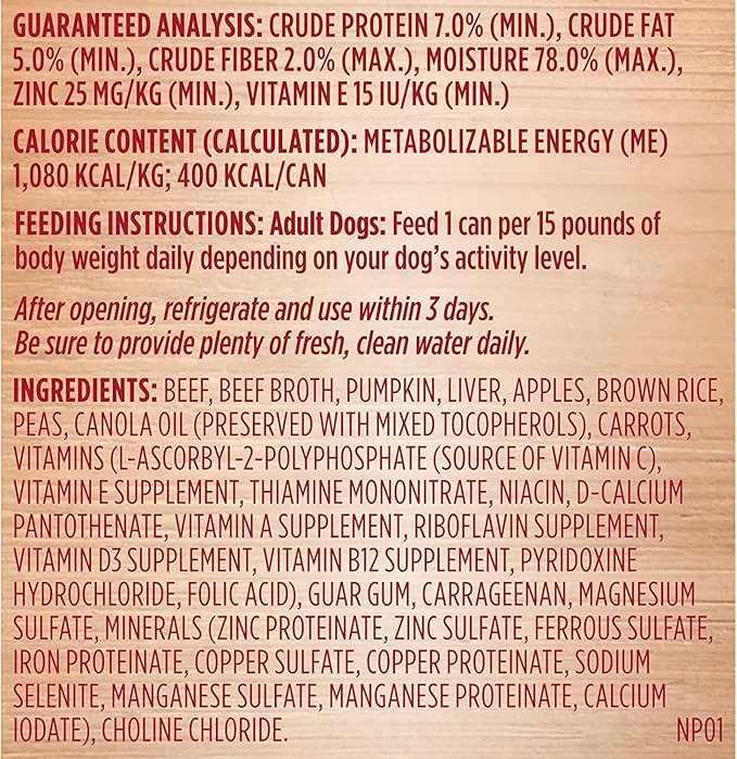 Nutrish Rachael Ray Beef, Pea & Brown Rice 28 Pounds Dry Dog Food + Beef & Pumpkin 13 Ounce (Pack of 12) Wet Dog Food Bundle
