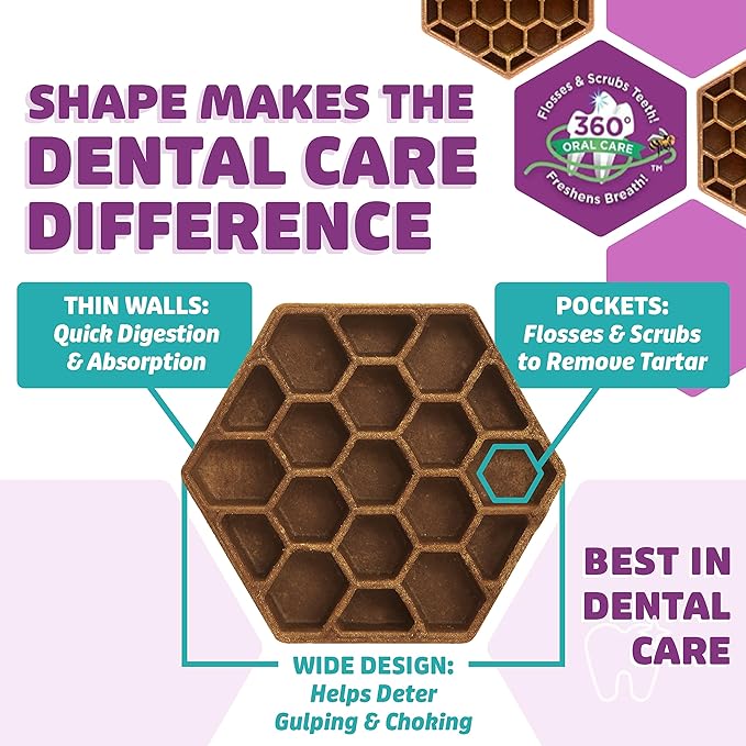 Dental Treats for Dogs | Vet VOHC Approved | Yummy Dog Treats for Teeth Cleaning | Shape to Scrape Tartar | Protein Treat | Dental Dog Treats for Medium Dogs (24oz, 30 Count)