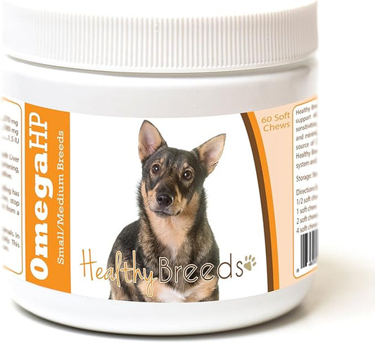 Healthy Breeds Swedish Vallhund Omega HP Fatty Acid Skin and Coat Support Soft Chews 60 Count