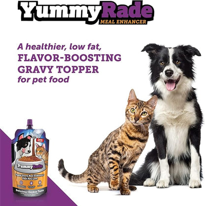 YummyRade – Pet Meal Topper for Dry Dog Food & Cat Food | Healthier Gravy Meal Enhancer & Tasty Low Calorie | Grain Free, Chicken Flavored | Flavor-Boosting Gravy Topper Pets Love! | (250ml x 10)