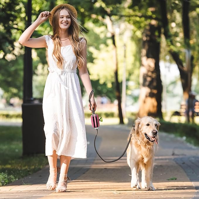 Dog Poop Bag Dispenser and Treat Holder for All Leashes. 2 Waterproof Pouches for Pet Waste Bags and Dog Walking Accessories + 1 Free Roll. Leashrr 2.0 (Black)