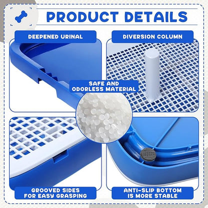 2 Pack Dog Potty Training Tray, Pee Pad Holder, Easy to Clean Puppy Pad Holder Tray with Diversion Column Nonslip Dog Pad Holders Heighten Dog Litter Box for Small Medium Pet (25.6"x19.3"x2")