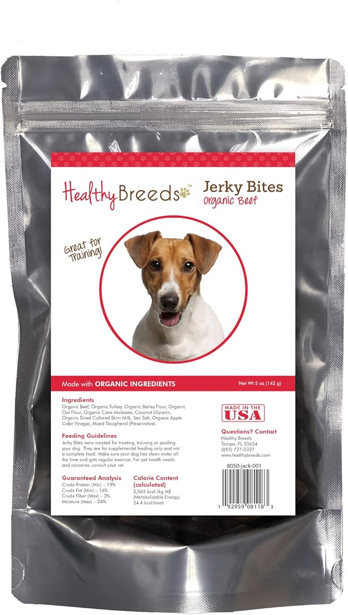 Healthy Breeds Jack Russell Terrier Jerky Bites Beef Recipe Dog Treats 5 oz