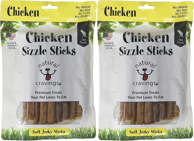2 Pack of Chicken Sizzle Sticks Dog Chew Treats, 12 Ounces Each, Made in The USA