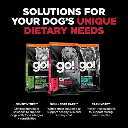 GO! SOLUTIONS Skin + Coat Care - Dry Dog Food, 12 lb - Lamb Recipe with Grains for All Life Stages - Complete + Balanced Nutrition for Dogs
