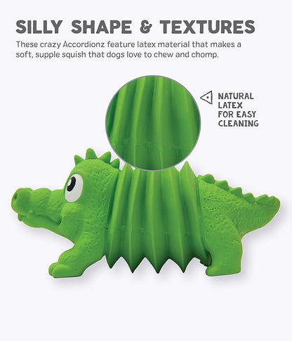Outward Hound Accordionz Latex Rubber Squeaking Toy - Squeaky and Grunting Dog Toy, Alligator