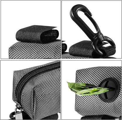 2Packs Dog Poop Bag Holder for Leash Attachment Dog Poop Bag Dispenser Dog Waste Bag Dispensers for Leash Accessory Dog Poop Bag Holders Fits Dog Leash Include Hand Free Holder Metal Carriers, Grey