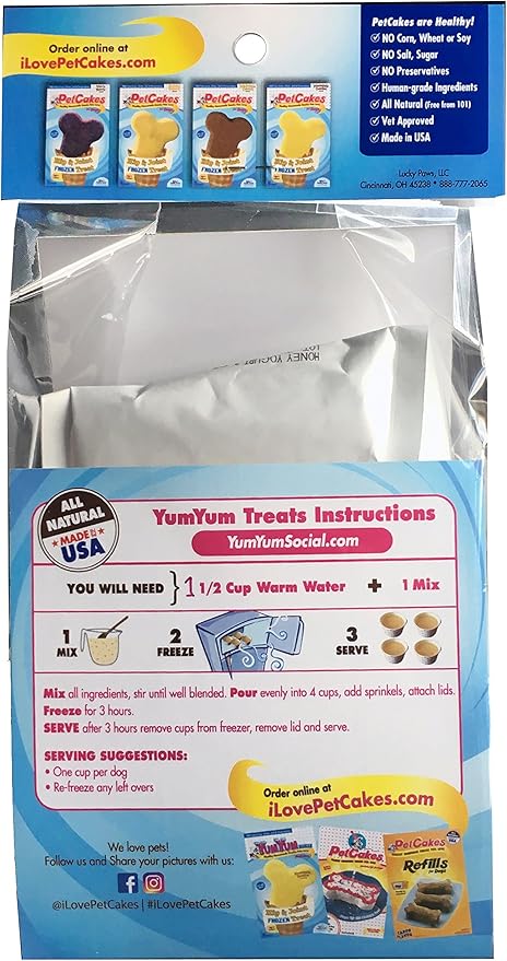 Yumyum Social 859989002761 Frozen Yogurt Dog Treats Healthy Homemade Frozen Yogurt Ice Cream For Pets, Small