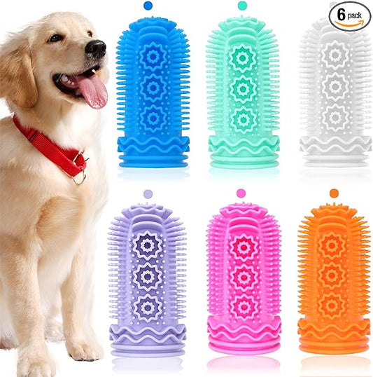 Dog Toothbrush,Dog Tooth Brushing Kit,Dog Finger Toothbrush for Dog Teet Cleaning Dental Cares,6 Pcs