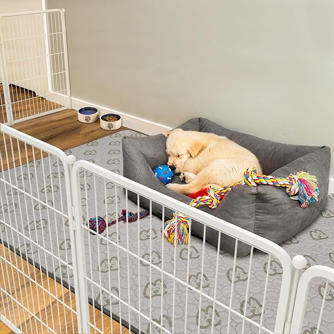 FXW Homeplus Dog Playpen Designed for Indoor Use, 40" Height for Large Dogs, White│Patented