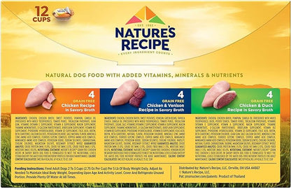 Nature's Recipe Grain Free Wet Dog Food, Chicken/Venison/Duck Variety Pack, 2.75 Ounce Cup (Pack of 24)