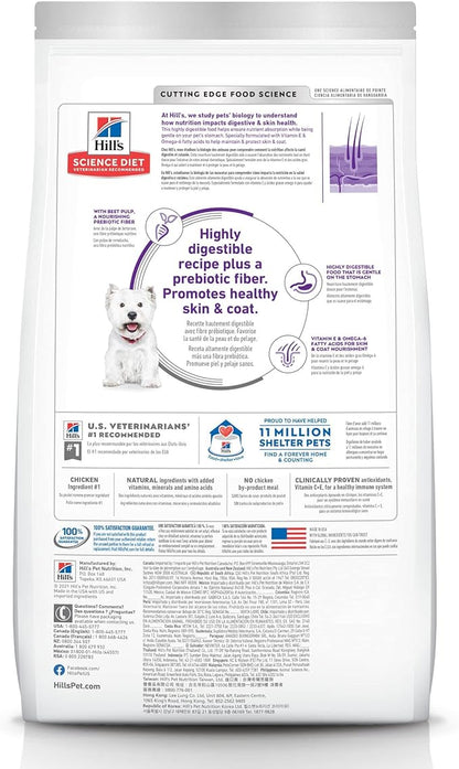 Hill's Science Diet Sensitive Stomach & Skin, Adult 1-6, Stomach & Skin Sensitivity Support, Small Kibble, Dry Dog Food, Chicken Recipe, 30 lb Bag