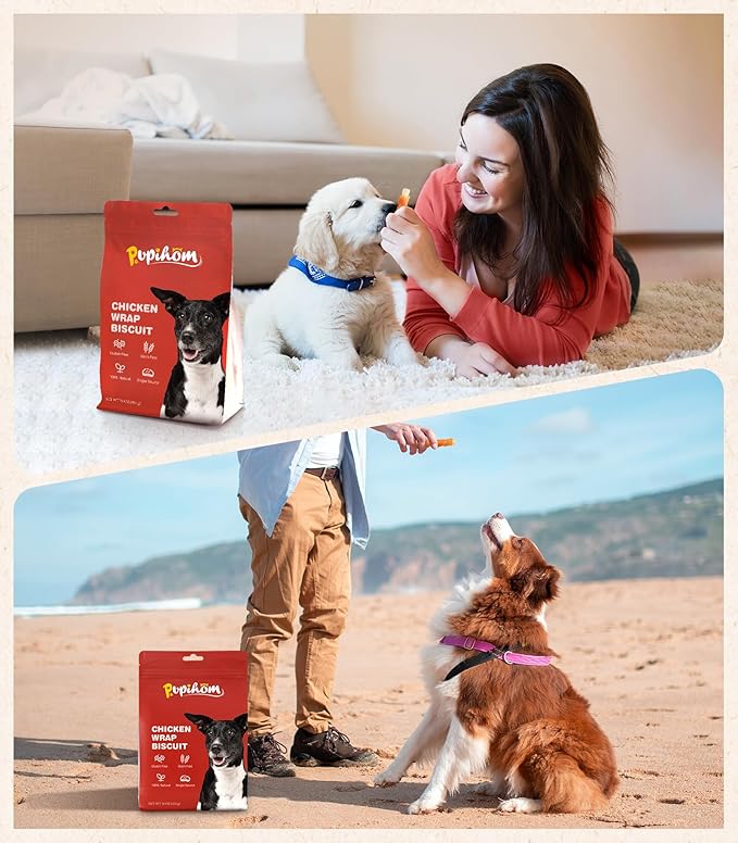 16OZ High Protein Dog Chewy Treats Biscuits, Chicken Wrapped Dog Biscuits Rawhide Free Soft Chewy Treats Training for Dogs