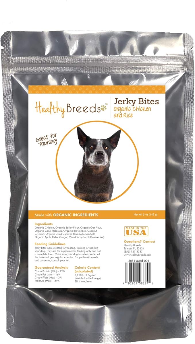Healthy Breeds Australian Cattle Dog Jerky Bites Chicken & Rice Recipe Dog Treats 5 oz