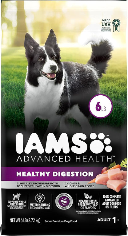 IAMS Advanced Health Adult Healthy Digestion Dry Dog Food with Real Chicken, 6 lb. Bag